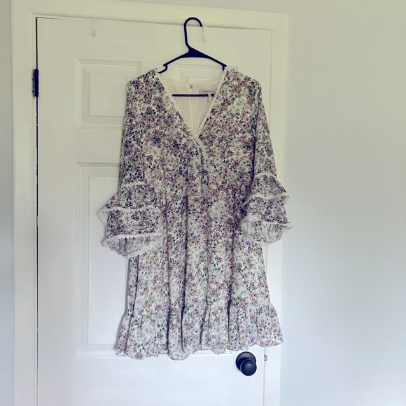 BCBGeneration Floral Lace-Trim Dress 6 - Picture 1 of 5